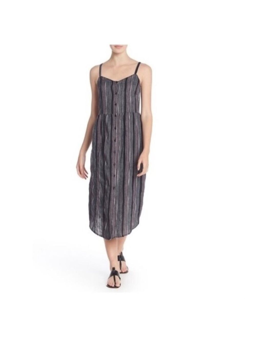 Susina Nordstrom Textured Stripe Button-front Mid Dress